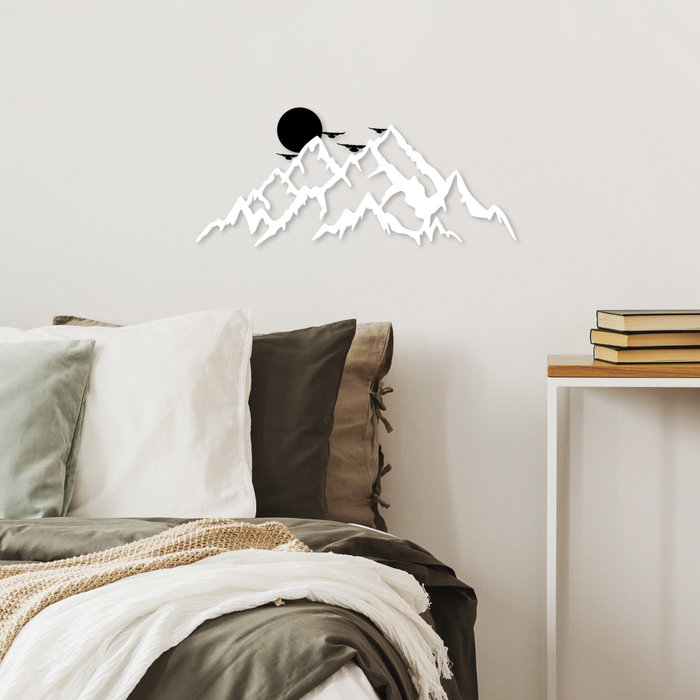 Wallity Full Mount And Mountain - 6 Escultura de Pared en Blanco y Negro